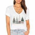 Seasons Readings Christmas Tree Book Lover Women's Jersey Short Sleeve Deep V-Neck Tshirt