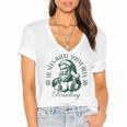 He Sees What You'Ve Been Reading Bookish Christmas Women's Jersey Short Sleeve Deep V-Neck Tshirt