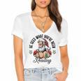 He Sees What You'Ve Been Reading Santa Xmas Book Lover Women's Jersey Short Sleeve Deep V-Neck Tshirt He Sees What You'Ve Been Reading Santa Xmas Book Lover Women's Jersey Short Sleeve Deep V-Neck Tshirt
