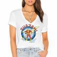 Shazam Comic Book Art Heroic Portrait Vintage Women's Jersey Short Sleeve Deep V-Neck Tshirt