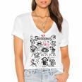 Skelanimals I Bite Vintage Retro Dead Pet Textbook Collage Women's Jersey Short Sleeve Deep V-Neck Tshirt