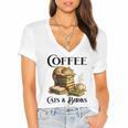 Sleeping Cat And Books With Coffee Lover Women's Jersey Short Sleeve Deep V-Neck Tshirt Sleeping Cat And Books With Coffee Lover Women's Jersey Short Sleeve Deep V-Neck Tshirt