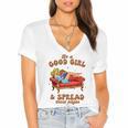 Smut Reader Be A Good Girl & Spread Those Pages Spicy Book Women's Jersey Short Sleeve Deep V-Neck Tshirt Smut Reader Be A Good Girl & Spread Those Pages Spicy Book Women's Jersey Short Sleeve Deep V-Neck Tshirt