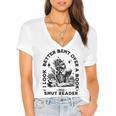 Smut Reader Skeleton Book Lover Dark Humor Art Premium Tri-Blend Women's Jersey Short Sleeve Deep V-Neck Tshirt