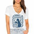 Sorry I'm Booked Cat Reading Book Boho Flowers Vintage Women's Jersey Short Sleeve Deep V-Neck Tshirt