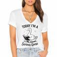 Today I'm A Serious Goose Animal Reading Book Lovers Women's Jersey Short Sleeve Deep V-Neck Tshirt