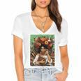 History Month Black Afro Girl Women Book Lovers Floral Women's Jersey Short Sleeve Deep V-Neck Tshirt History Month Black Afro Girl Women Book Lovers Floral Women's Jersey Short Sleeve Deep V-Neck Tshirt