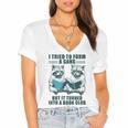 I Tried To Form Gang But It Turned Into A Book Club Raccoon Women's Jersey Short Sleeve Deep V-Neck Tshirt