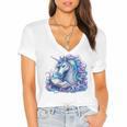 Unicorn Reading For Book Lovers Readers Women's Jersey Short Sleeve Deep V-Neck Tshirt Unicorn Reading For Book Lovers Readers Women's Jersey Short Sleeve Deep V-Neck Tshirt