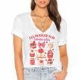 Valentines Reading Book Lover All Booked For Valentine's Day Women's Jersey Short Sleeve Deep V-Neck Tshirt Valentines Reading Book Lover All Booked For Valentine's Day Women's Jersey Short Sleeve Deep V-Neck Tshirt