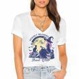 Vintage Sexy Witch Spooky Readers Book Lover Club Halloween Women's Jersey Short Sleeve Deep V-Neck Tshirt