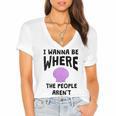 I Wanna Be Where The People Aren't Introvert Women's Jersey Short Sleeve Deep V-Neck Tshirt