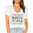 I Will Read Books Everywhere Across America Child Readers Women's Jersey Short Sleeve Deep V-Neck Tshirt I Will Read Books Everywhere Across America Child Readers Women's Jersey Short Sleeve Deep V-Neck Tshirt