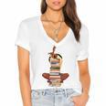 Woman And Books Stack Afro Girl Book Lover Premium Tri-Blend Women's Jersey Short Sleeve Deep V-Neck Tshirt Woman And Books Stack Afro Girl Book Lover Premium Tri-Blend Women's Jersey Short Sleeve Deep V-Neck Tshirt