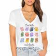 Women Cool Kids Read Books Teacher Back To School Librarian Women's Jersey Short Sleeve Deep V-Neck Tshirt