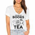 Women's Fueled By Books And Tea Book Lover Bookworm Reading Books Women's Jersey Short Sleeve Deep V-Neck Tshirt Women's Fueled By Books And Tea Book Lover Bookworm Reading Books Women's Jersey Short Sleeve Deep V-Neck Tshirt
