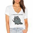Women's i Require Books Raccoon Women's Jersey Short Sleeve Deep V-Neck Tshirt