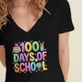 100 Days Of School Book Pencil Teachers Girls Kids 100th Day Women's Jersey Short Sleeve Deep V-Neck Tshirt 100 Days Of School Book Pencil Teachers Girls Kids 100th Day Women's Jersey Short Sleeve Deep V-Neck Tshirt