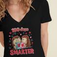 100 Days Smarter Shirt Cute Hedgehog Love Books School Tee Women's Jersey Short Sleeve Deep V-Neck Tshirt
