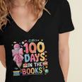 100th Day Of School Teacher Floral 100 Days In The Books Women's Jersey Short Sleeve Deep V-Neck Tshirt 100th Day Of School Teacher Floral 100 Days In The Books Women's Jersey Short Sleeve Deep V-Neck Tshirt