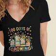 100th Day Of School Teacher Floral Books 100 Days Of Growing Women's Jersey Short Sleeve Deep V-Neck Tshirt 100th Day Of School Teacher Floral Books 100 Days Of Growing Women's Jersey Short Sleeve Deep V-Neck Tshirt