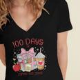 100th Day Of School Teachers 100 Days Of Coffee Chaos Books Women's Jersey Short Sleeve Deep V-Neck Tshirt