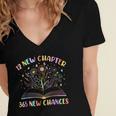 12 New Chapters 365 New Chances New Year Reading Book Tee Women's Jersey Short Sleeve Deep V-Neck Tshirt