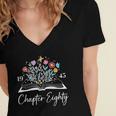 1945 Chapter Eighty 80th Birthday Books Themed 80 Year Old Women's Jersey Short Sleeve Deep V-Neck Tshirt 1945 Chapter Eighty 80th Birthday Books Themed 80 Year Old Women's Jersey Short Sleeve Deep V-Neck Tshirt