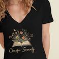 1955 Chapter Seventy 70th Birthday Wildflower Book 70 Yr Old Women's Jersey Short Sleeve Deep V-Neck Tshirt 1955 Chapter Seventy 70th Birthday Wildflower Book 70 Yr Old Women's Jersey Short Sleeve Deep V-Neck Tshirt