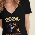 2024 Year Of The Introvert New Year Adventures Women's Jersey Short Sleeve Deep V-Neck Tshirt 2024 Year Of The Introvert New Year Adventures Women's Jersey Short Sleeve Deep V-Neck Tshirt