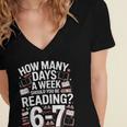 67 For Reading With Books Women's Jersey Short Sleeve Deep V-Neck Tshirt