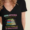 Abibliophobia Book Lovers Graphic Women's Jersey Short Sleeve Deep V-Neck Tshirt