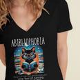 Abibliophobia Cat Reading Bookworm Reader Nerd For Men Women Girls Kids Women's Jersey Short Sleeve Deep V-Neck Tshirt