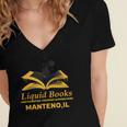 Academy Of Bookcraft Cute Wizard Cat Magic Books Women's Jersey Short Sleeve Deep V-Neck Tshirt