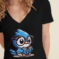 Adorable Book Lover Blue Jay With Reading Glasses Cute Women's Jersey Short Sleeve Deep V-Neck Tshirt Adorable Book Lover Blue Jay With Reading Glasses Cute Women's Jersey Short Sleeve Deep V-Neck Tshirt