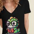 Adorable Book Lover Iguana With Reading Glasses Cute Women's Jersey Short Sleeve Deep V-Neck Tshirt Adorable Book Lover Iguana With Reading Glasses Cute Women's Jersey Short Sleeve Deep V-Neck Tshirt