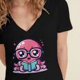 Adorable Book Lover Octopus With Reading Glasses Cute Women's Jersey Short Sleeve Deep V-Neck Tshirt Adorable Book Lover Octopus With Reading Glasses Cute Women's Jersey Short Sleeve Deep V-Neck Tshirt