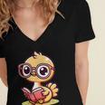 Adorable Book Lover Ostrich With Reading Glasses Cute Women's Jersey Short Sleeve Deep V-Neck Tshirt Adorable Book Lover Ostrich With Reading Glasses Cute Women's Jersey Short Sleeve Deep V-Neck Tshirt