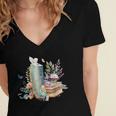 Alice In Wonderland Characters Lewis Carroll Book Lover Women's Jersey Short Sleeve Deep V-Neck Tshirt