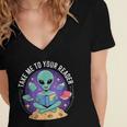 Alien Reader Reading Teacher Librarian Book Lover Women's Jersey Short Sleeve Deep V-Neck Tshirt Alien Reader Reading Teacher Librarian Book Lover Women's Jersey Short Sleeve Deep V-Neck Tshirt