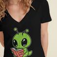 Alien Reading Book Believe In Yourself Kids Women Men Women's Jersey Short Sleeve Deep V-Neck Tshirt Alien Reading Book Believe In Yourself Kids Women Men Women's Jersey Short Sleeve Deep V-Neck Tshirt