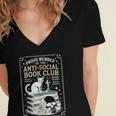 Anti-Social Book-Club Cat Graphic Women's Jersey Short Sleeve Deep V-Neck Tshirt