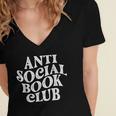 Anti Social Book Club Book Lover Reading Bookworm Reader Women's Jersey Short Sleeve Deep V-Neck Tshirt