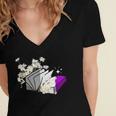 Asexual Book Lover LGBT Reading Pride Ace Flag Daisy Women's Jersey Short Sleeve Deep V-Neck Tshirt Asexual Book Lover LGBT Reading Pride Ace Flag Daisy Women's Jersey Short Sleeve Deep V-Neck Tshirt
