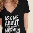 Ask Me About The Book Of Mormon Women's Jersey Short Sleeve Deep V-Neck Tshirt