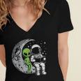 Astronaut Reading Book To Alien Moon Space Women Kids Men Women's Jersey Short Sleeve Deep V-Neck Tshirt Astronaut Reading Book To Alien Moon Space Women Kids Men Women's Jersey Short Sleeve Deep V-Neck Tshirt