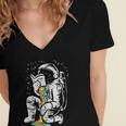 Astronaut Reading Book Space Galaxy Bookworm Men Women Kids Women's Jersey Short Sleeve Deep V-Neck Tshirt