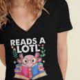 Axolotl Books Readsalotl Reading Bookworm Boys Girls Women's Jersey Short Sleeve Deep V-Neck Tshirt Axolotl Books Readsalotl Reading Bookworm Boys Girls Women's Jersey Short Sleeve Deep V-Neck Tshirt