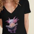 Axolotl Bookworm Reading Book Kawaii Graphic Women's Jersey Short Sleeve Deep V-Neck Tshirt