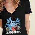 Axolotl Read Book Kawaii Reading Books For Men Women Women's Jersey Short Sleeve Deep V-Neck Tshirt